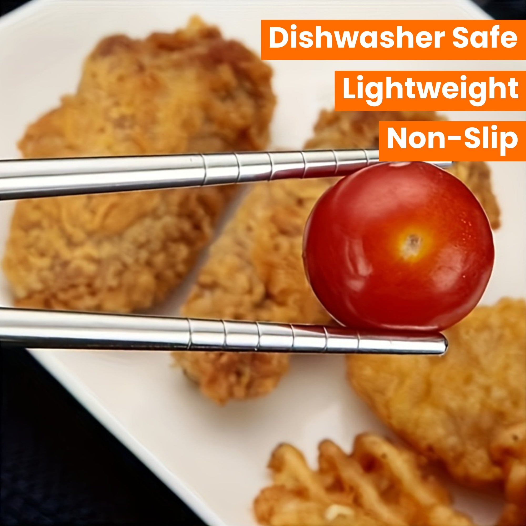 5 Pairs Striped Hollow Stainless Steel Chopsticks, 304 Non-Slip Lightweight Cutlery with 13 Grip Grooves, Reusable, Dishwasher Safe for Home, Restaurants, Parties & Holidays