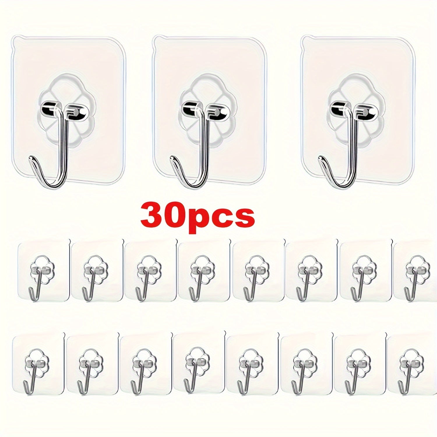 30pcs Crochets adhésifs transparents sans marques - Installation sans dommage, sans clou sur les murs, adaptés pour les cadres photo et les tuiles, fixation solide, compatible multi-surfaces, crochets utilitaires
