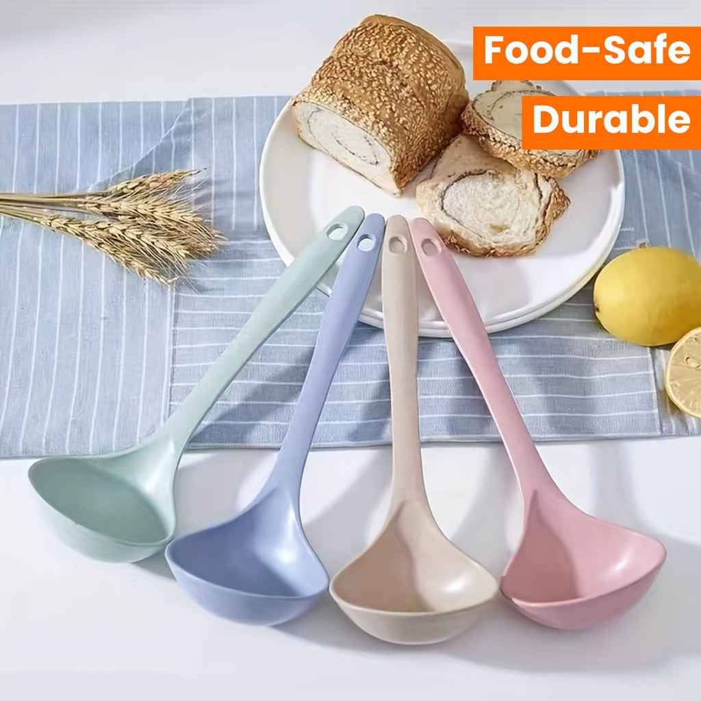 4pcs Long Handle Plastic Soup Spoons - Durable, Food-Safe Kitchen Utensils for Soups & Porridge