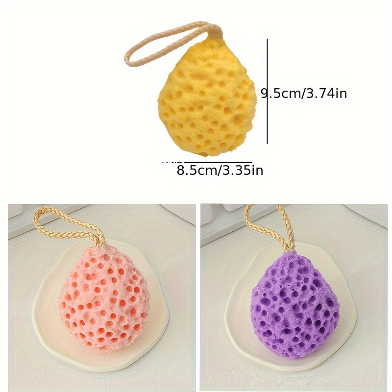 1pc Éponge de bain douce - Design de fruits mignon, non lâche, mousse hautement absorbante pour une exfoliation douce, idéale pour la douche et la salle de bain, éponge de douche | Design amusant | Éponge de bain durable