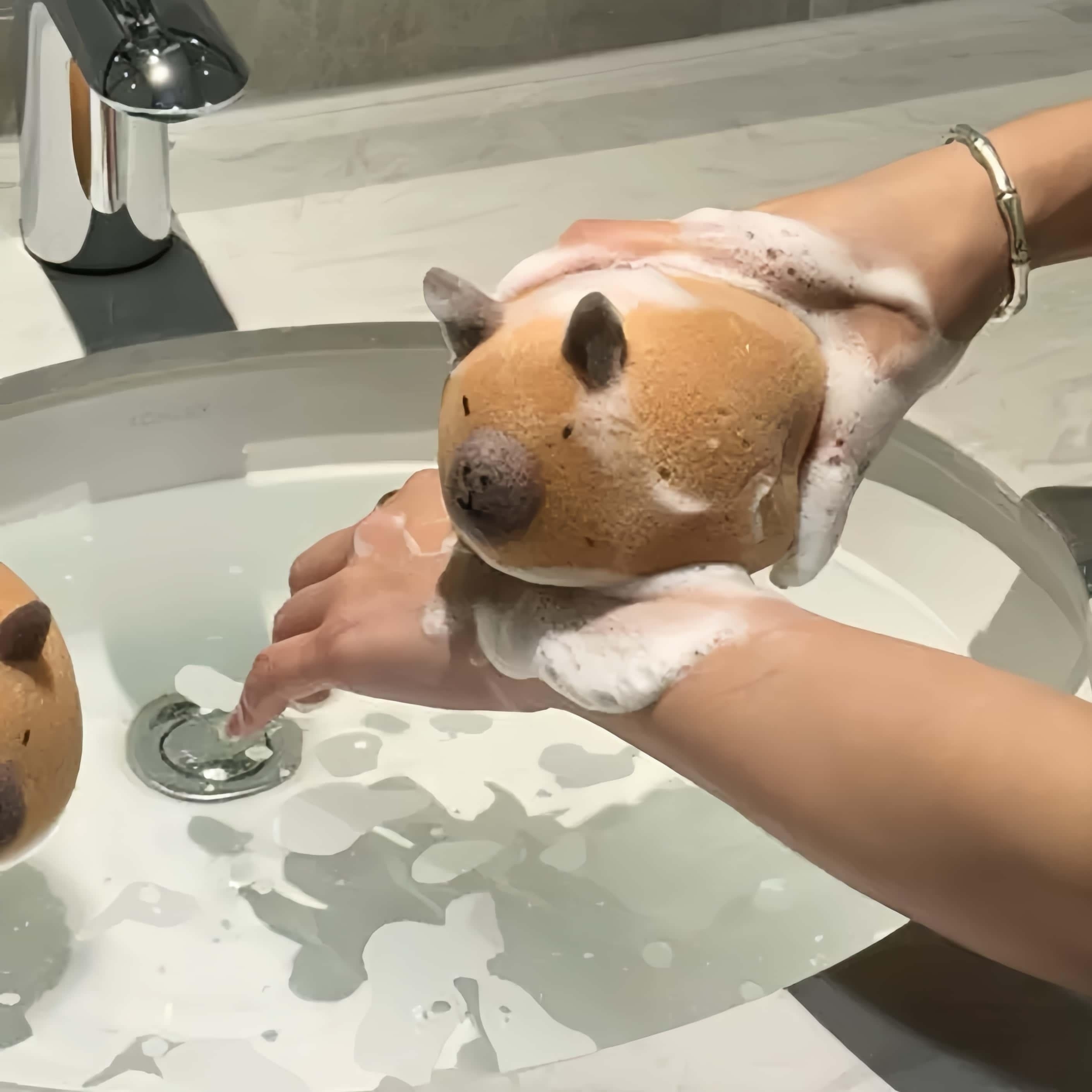 Boules de bain Kapibala 1\u002F2, éponges de douche douces et mignonnes, accessoires de bain pour le visage et le corps, cadeaux adorables en forme d'animaux