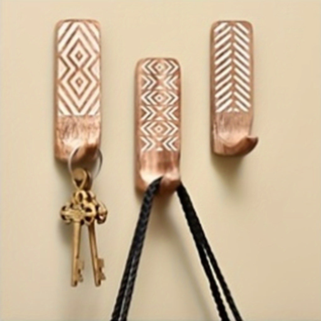 3pièces Crochets Muraux En Bois Auto-Adhésifs Crochets de Manteau Multi-Fonction Pour Cuisine Salon Maison, Crochets Utilitaires