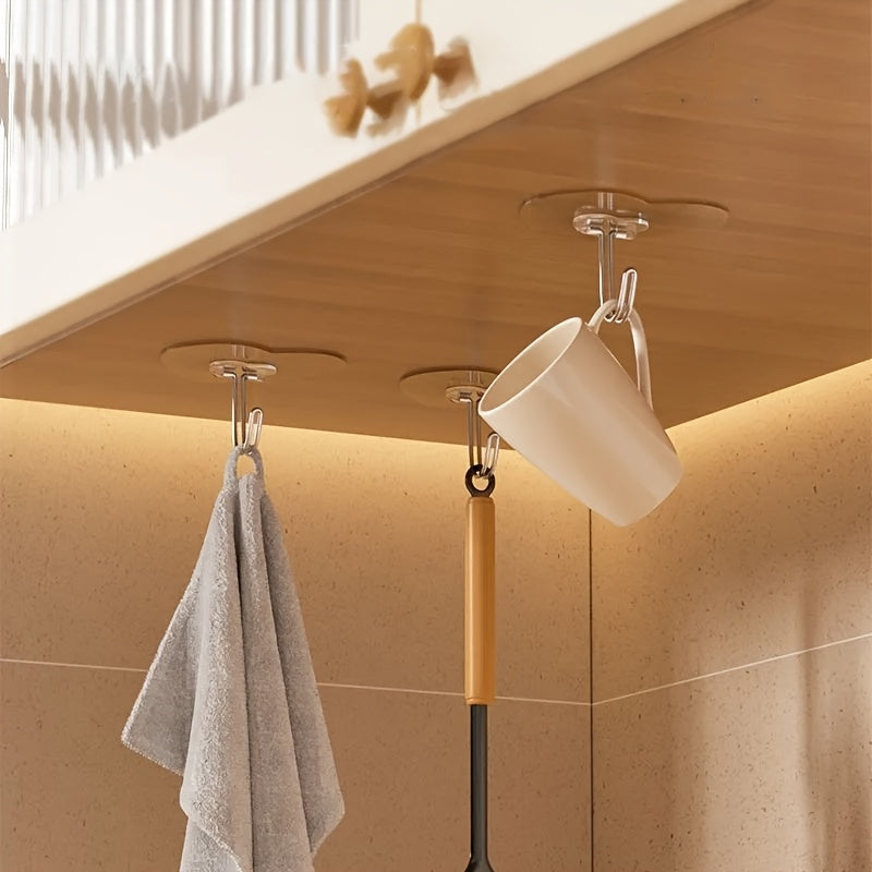 20 pièces Grands Crochets Forts à Adhésion Sans Perçage pour Cuisine et Salle de Bain Transparents, Crochets Robustes sans Traces pour Suspension Murale, Crochets Utilitaires