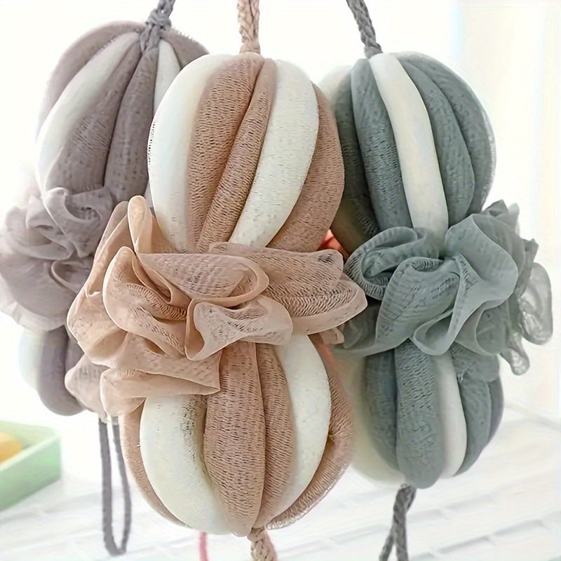 Une grande éponge de bain extensible en konjac, sans perte de poils, un gant de toilette long pour le lavage du corps, une boule de mousse, des fournitures de bain à bulles, avec un gratte-tos, pour les adultes, sans besoin d'électricité.