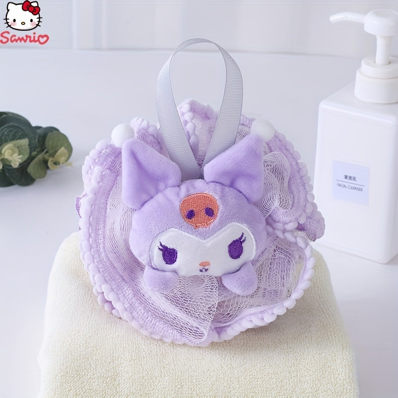 1pc Boule de Bain Chien Cannelle Sanrio Kuromi - Éponge Exfoliante Douce avec Mousse Abondante et Massage, Design Mignon de Dessin Animé & Anneau Suspendu Couleur Aléatoire pour le Frottement du Dos, Accessoire de Douche & Bain