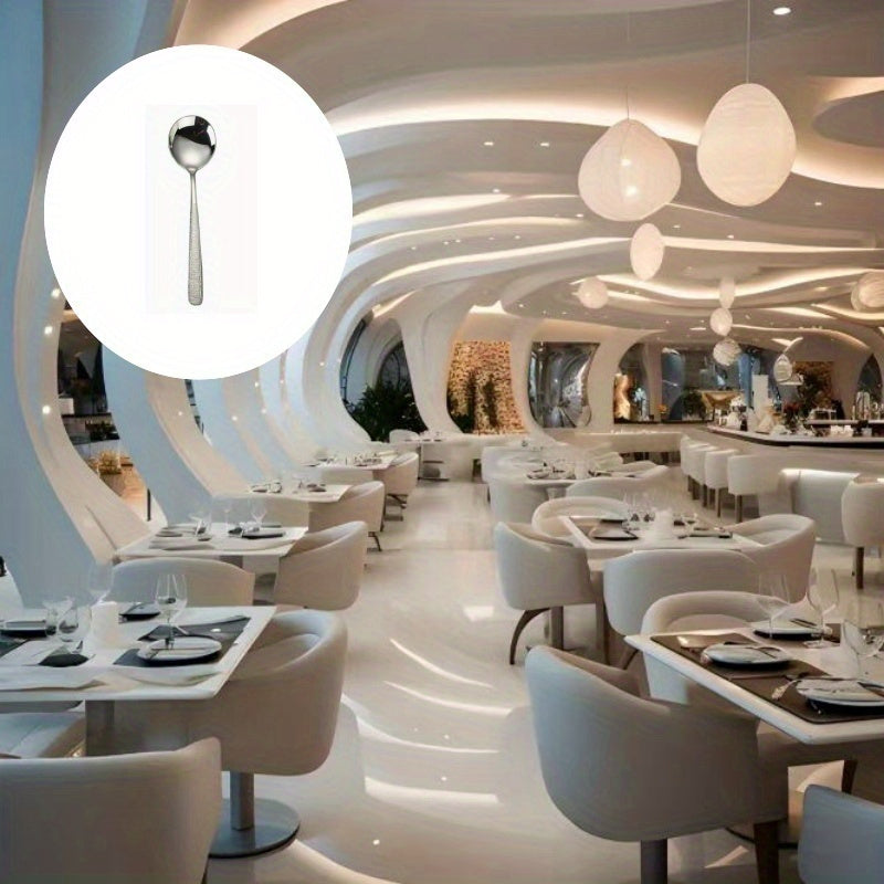 4pcs High-end Hammer Spoon, High-Grade Hotel Western Restaurant Soup Spoon, Home Use Spoon