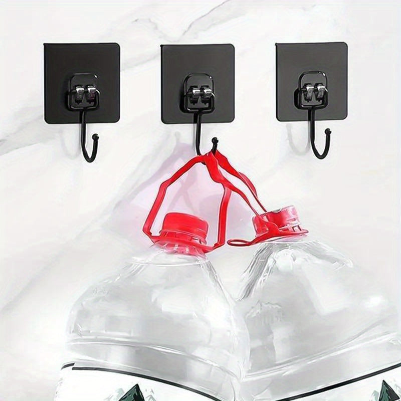 15 Crochets Adhésifs Noirs Robustes, Sans Perçage, Invisibles et Résistants à l'Eau et à la Rouille pour Objets Lourds, Installation Facile pour Cuisine ou Salle de Bain, Crochets Utilitaires