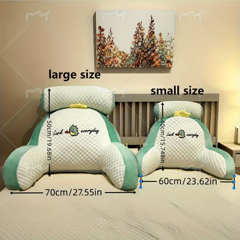 Oreiller de lecture ergonomique 1 pièce avec support lombaire réglable | Coussin moelleux pour lit, canapé, chaise | Tissu en polyester respirant | Design matelassé gris et blanc avec broderie \