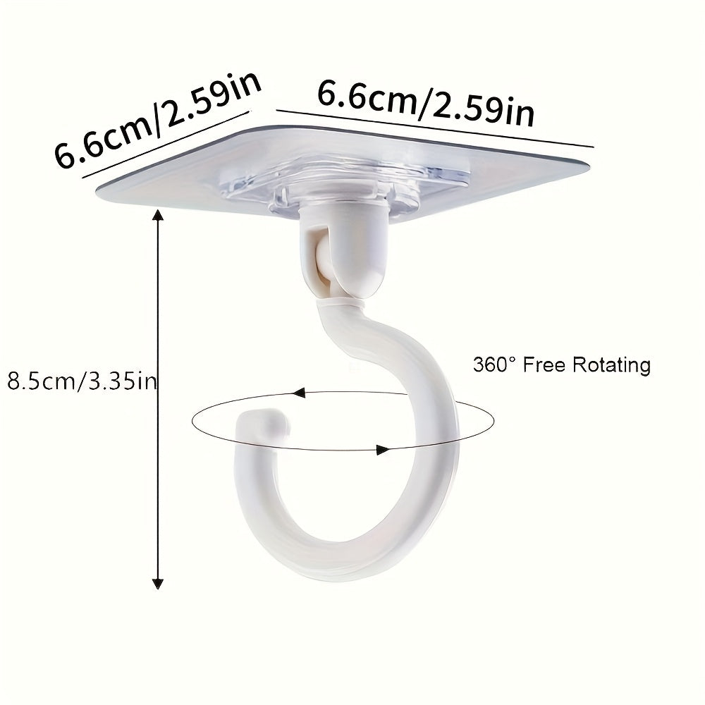 3pcs\u002Fset Crochet de plafond rotatif auto-adhésif à 360°, montage mural sans perçage pour abris de lit et moustiquaires et foulards et sacs de rangement