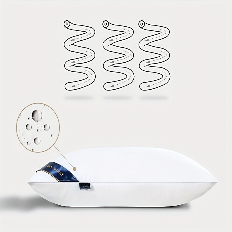 2 oreillers de luxe pour coussin de style hôtel 950g\u002F㎡ - Doux, confortable, aide au sommeil non collapsible, cadeau idéal pour la maison, blanc avec étiquette bleue, oreiller confortable | Design élégant de l'étiquette | Tissu durable