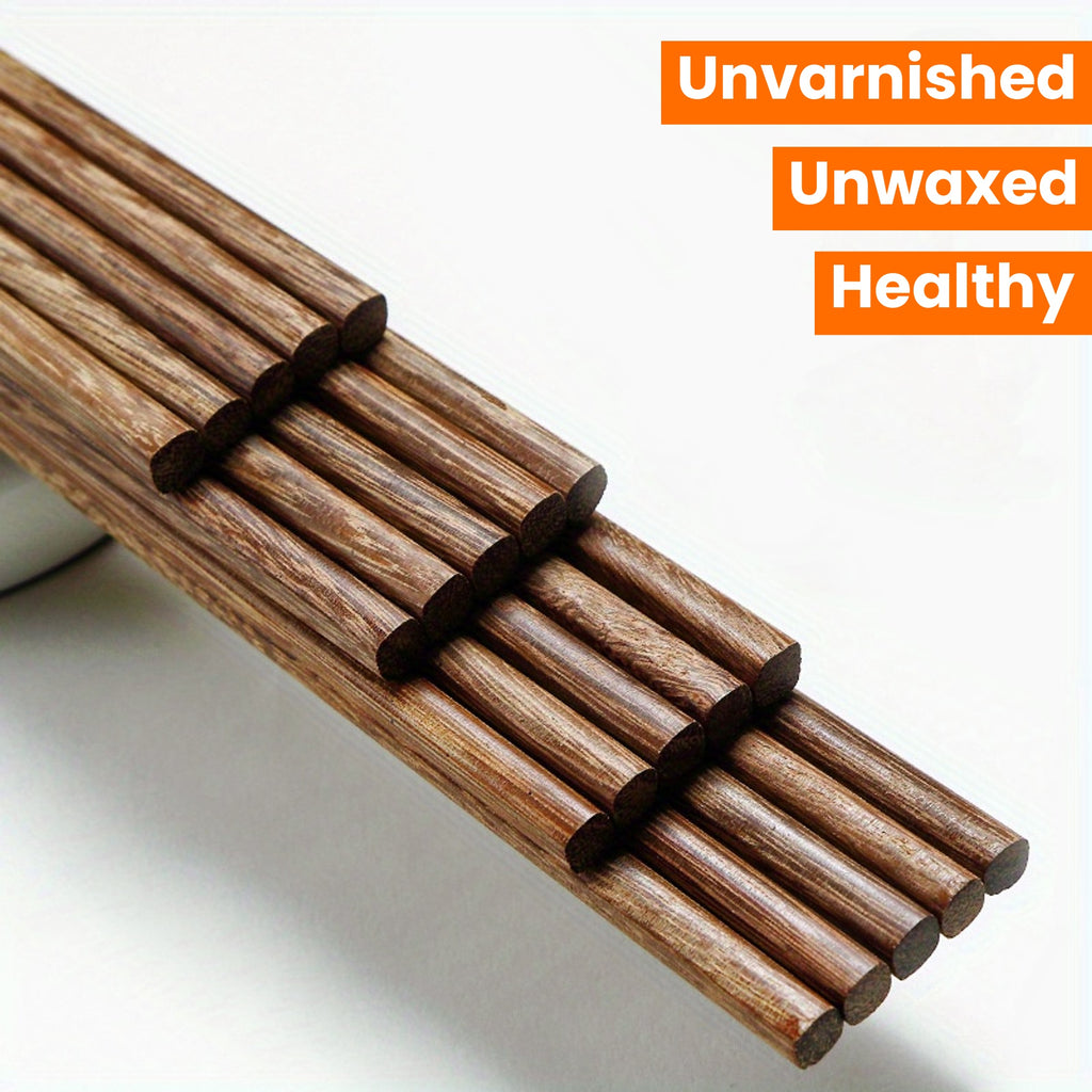 10 Pairs Gift Box Chicken Wing Wooden Chopsticks Home Use Unvarnished and Unwaxed Healthy Chopsticks Chinese Round Head Wooden Chopsticks