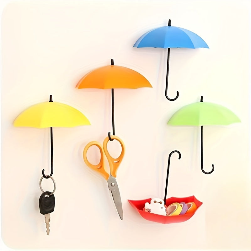 Crochets Multifonctionnels en Forme de Parapluie à Six Couleurs, Crochets de Clés Décoration Créative, Crochets Adhésifs Muraux, Décoration Murale de Chambre Familiale, Décoration Esthétique de Pièce