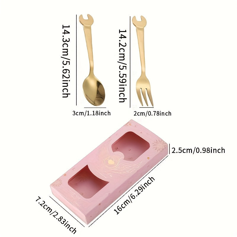 Outdoor Camping Picnic 304 Stainless Steel Spoon Fork Creative Wrench Dessert Coffee Spoon Cutlery Gift Set