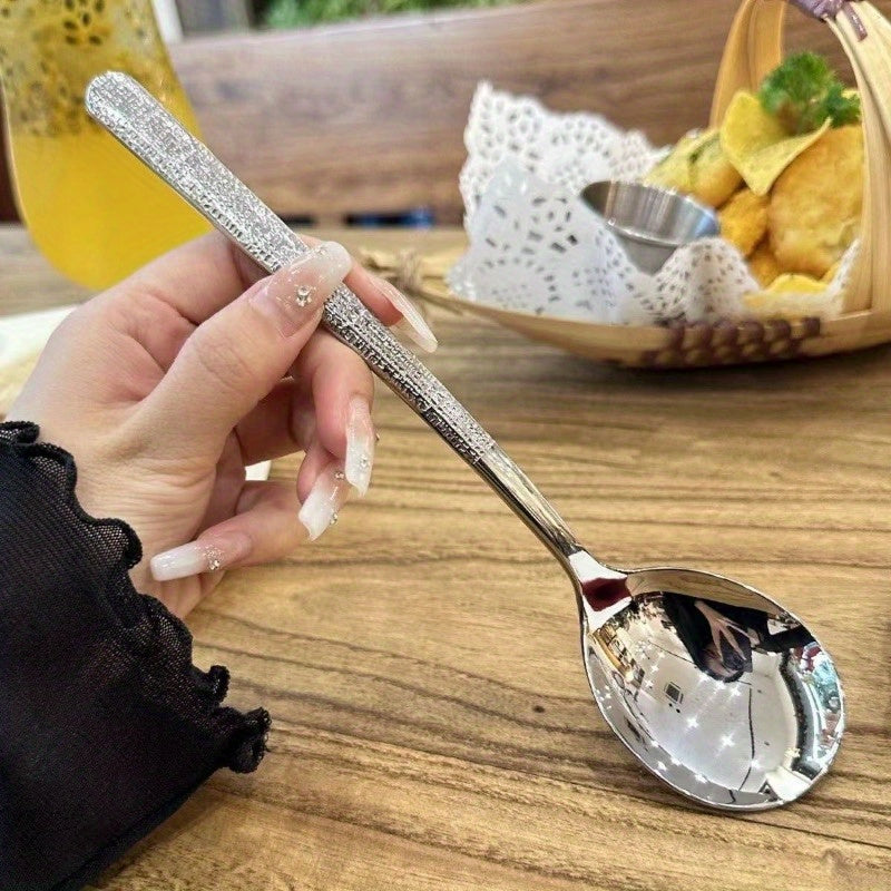 4pcs High-end Hammer Spoon, High-Grade Hotel Western Restaurant Soup Spoon, Home Use Spoon