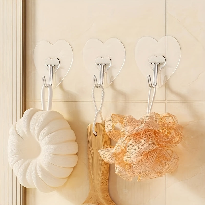 20 pièces Grands Crochets Forts à Adhésion Sans Perçage pour Cuisine et Salle de Bain Transparents, Crochets Robustes sans Traces pour Suspension Murale, Crochets Utilitaires