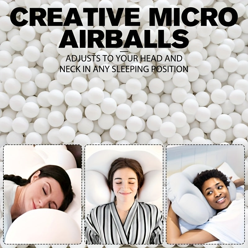 1pièce Oreiller de sommeil ergonomique 3D en forme d'œuf - Polyester fibre de fermeté moyenne, soutien de cou portable pour les dormeurs sur le côté et sur le dos, rembouré en mousse, facile à entretenir, coussin de voyage léger