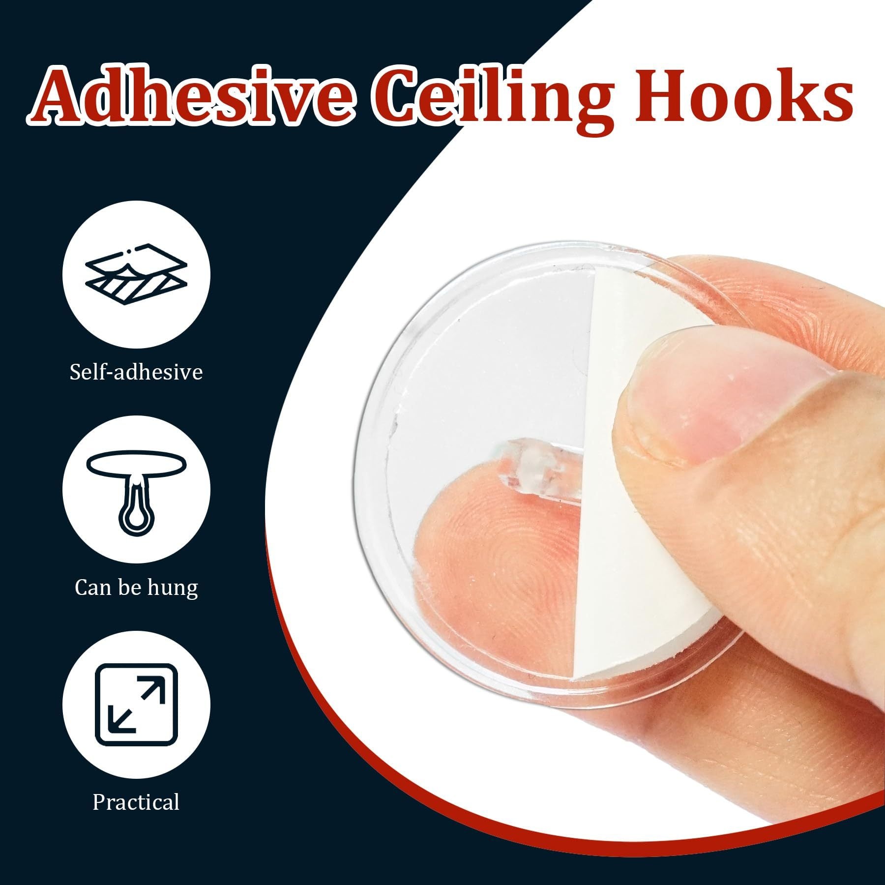 100pcs Crochets de Plafond Auto-Adhésifs Faciles à Installer - Crochets Muraux à Ventouse Métallique Ronds pour Décorations de Noël, Mariage & Anniversaire, Crochets Utilitaires