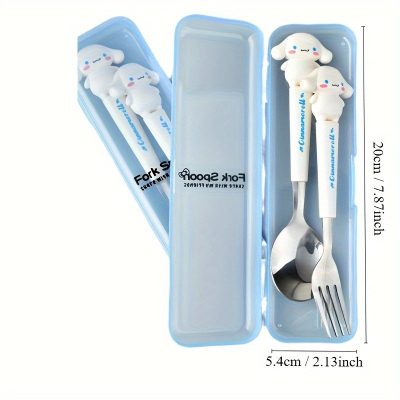 For Hello Kitty & for Kuromi Cartoon Stainless Steel Cutlery Set - Fork, Spoon, Knife for Home Dining, Picnics, Camping & Dorms