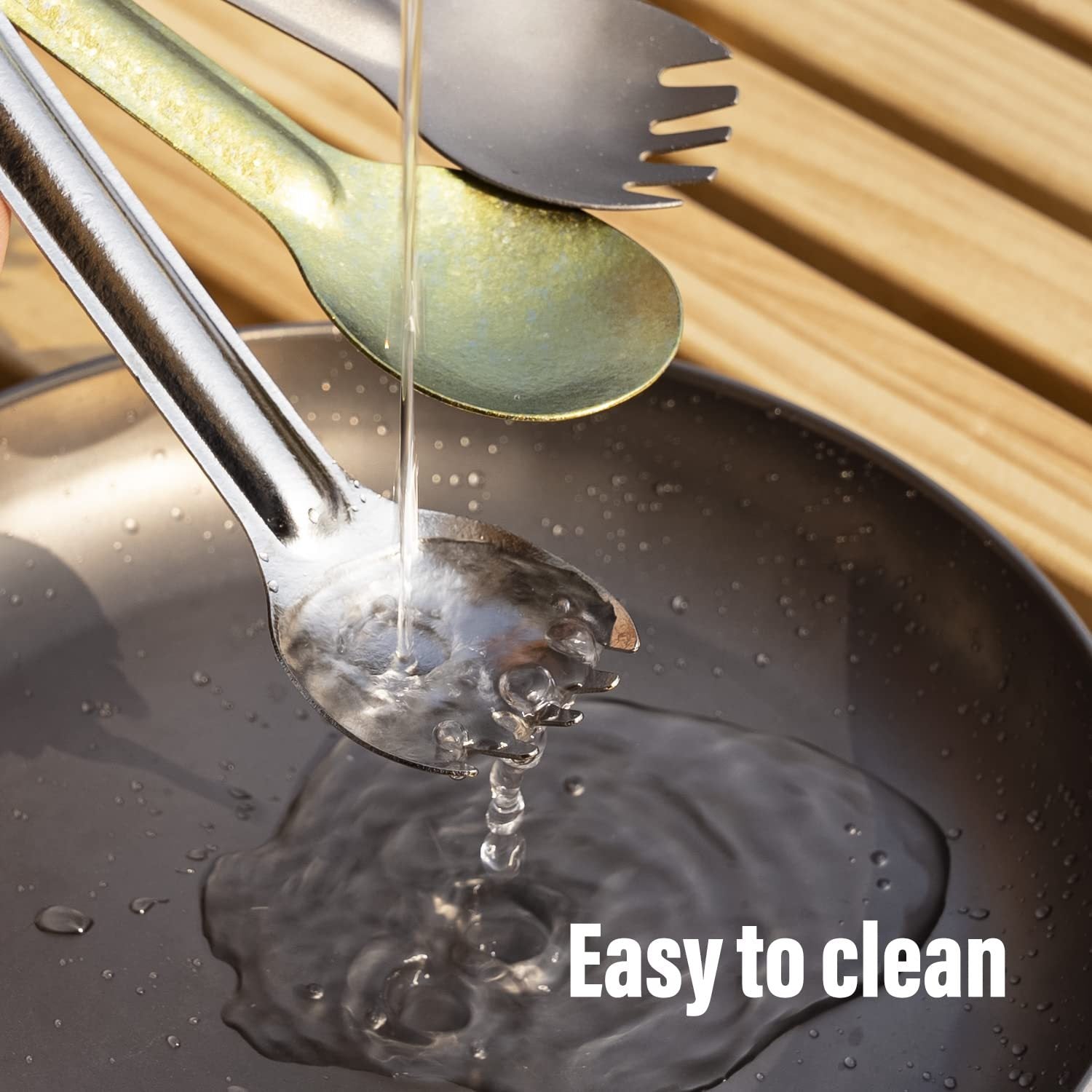 Titanium Alloy Spork with Long Handle - Ultralight, Dual-Purpose Fork and Spoon Combo with Protective Cloth Bag for Outdoor Camping and Hiking - Durable, Easy to Clean, Heat Resistant Flatware