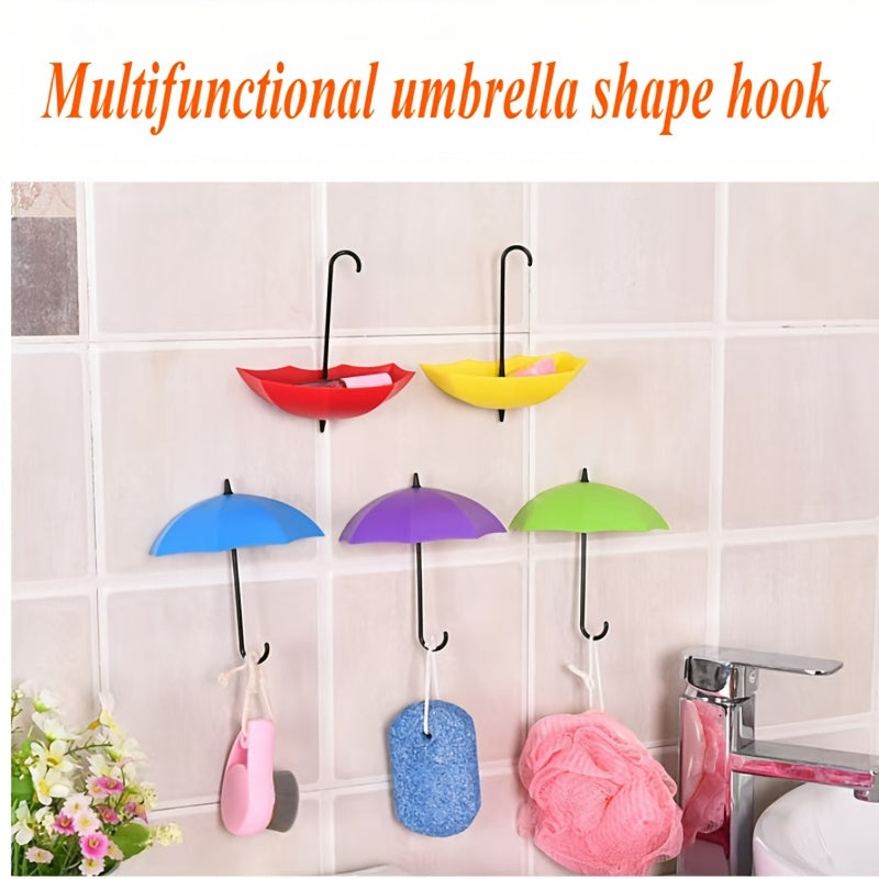 Crochets Multifonctionnels en Forme de Parapluie à Six Couleurs, Crochets de Clés Décoration Créative, Crochets Adhésifs Muraux, Décoration Murale de Chambre Familiale, Décoration Esthétique de Pièce