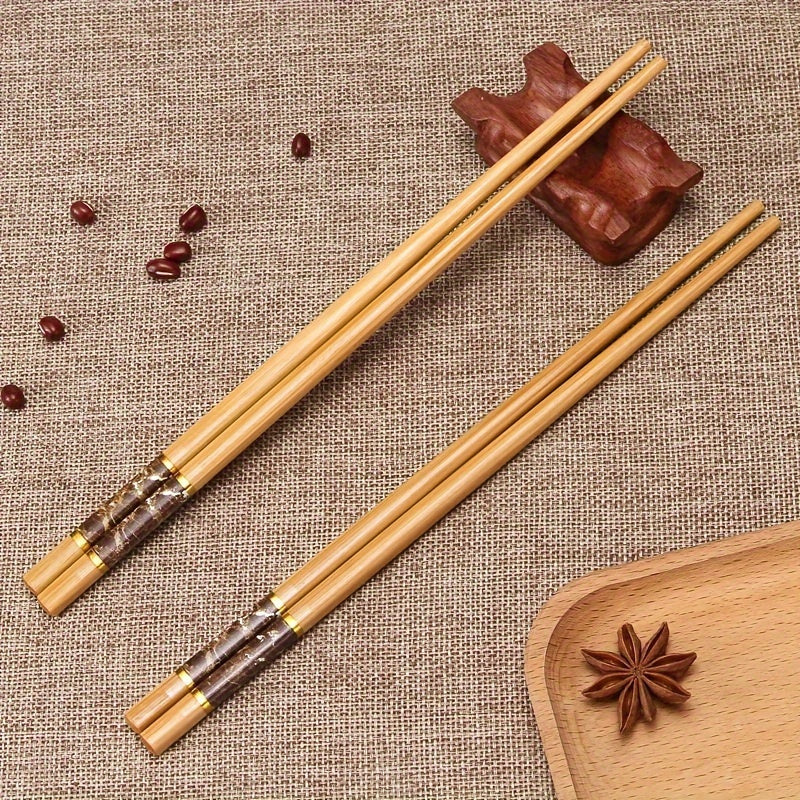 10 pairs, bamboo printed chopsticks, reusable, suitable for wedding party ceremonies, slip resistant chopsticks, washable in dishwasher, lightweight chopstick set,