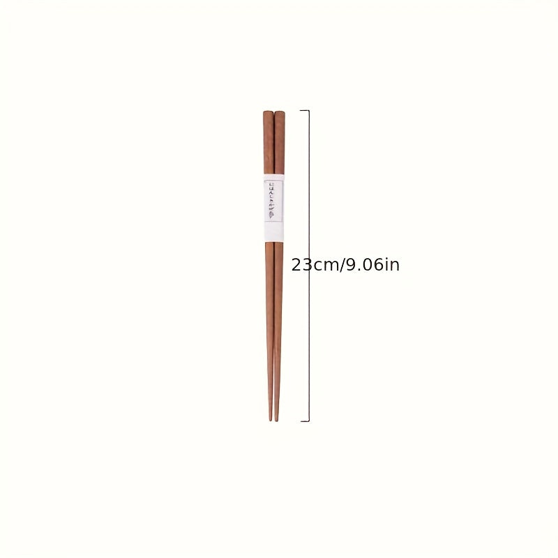 5\u002F10 Pairs of Natural Wood Chopsticks - High-End Anti-Slip Pointed Solid Wood, Traditional Chinese Tableware with Elegant White Labels, Ideal for Single and Double Household Use, Double Pair Set|Elegant Tableware|Wooden Chopsticks