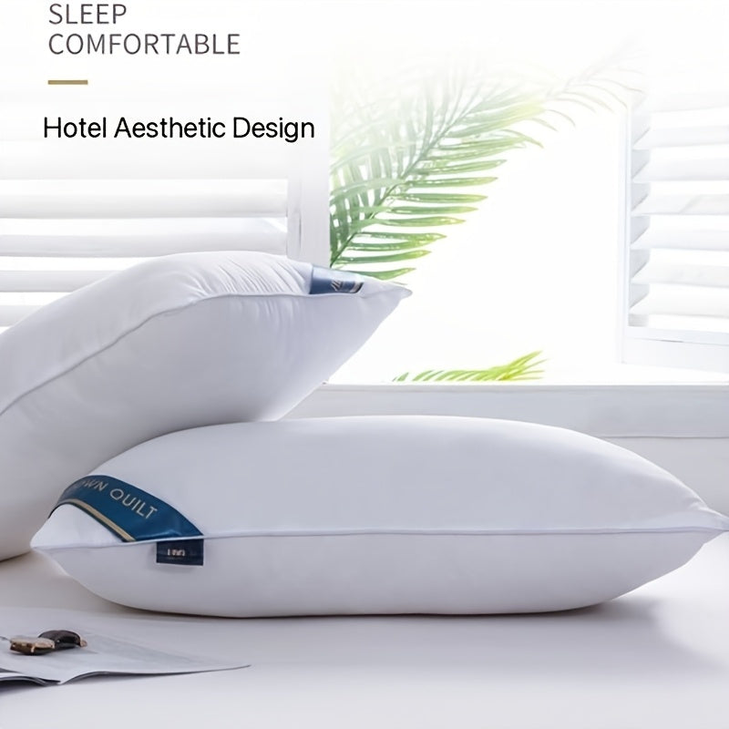 2 oreillers de luxe pour coussin de style hôtel 950g\u002F㎡ - Doux, confortable, aide au sommeil non collapsible, cadeau idéal pour la maison, blanc avec étiquette bleue, oreiller confortable | Design élégant de l'étiquette | Tissu durable