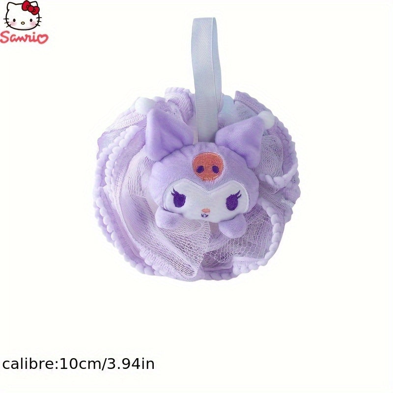 1pc Boule de Bain Chien Cannelle Sanrio Kuromi - Éponge Exfoliante Douce avec Mousse Abondante et Massage, Design Mignon de Dessin Animé & Anneau Suspendu Couleur Aléatoire pour le Frottement du Dos, Accessoire de Douche & Bain