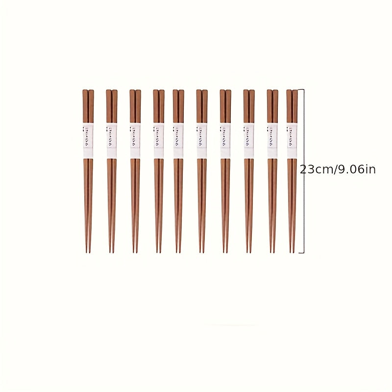 5\u002F10 Pairs of Natural Wood Chopsticks - High-End Anti-Slip Pointed Solid Wood, Traditional Chinese Tableware with Elegant White Labels, Ideal for Single and Double Household Use, Double Pair Set|Elegant Tableware|Wooden Chopsticks